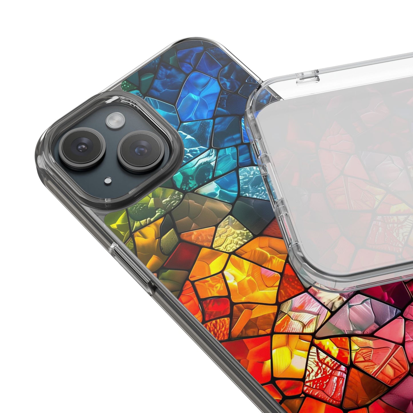 Vibrant Clear Phone Case, Colorful Stained Glass Design