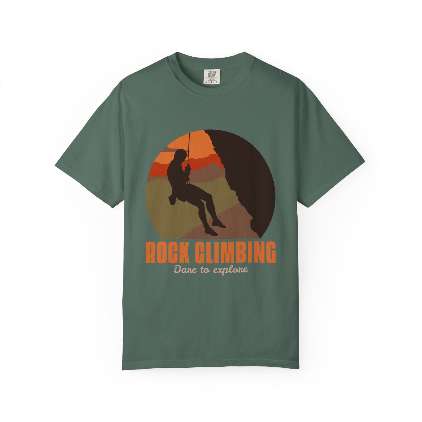 Camiseta unisex teñida con motivo de escalada en roca Dare To Explore