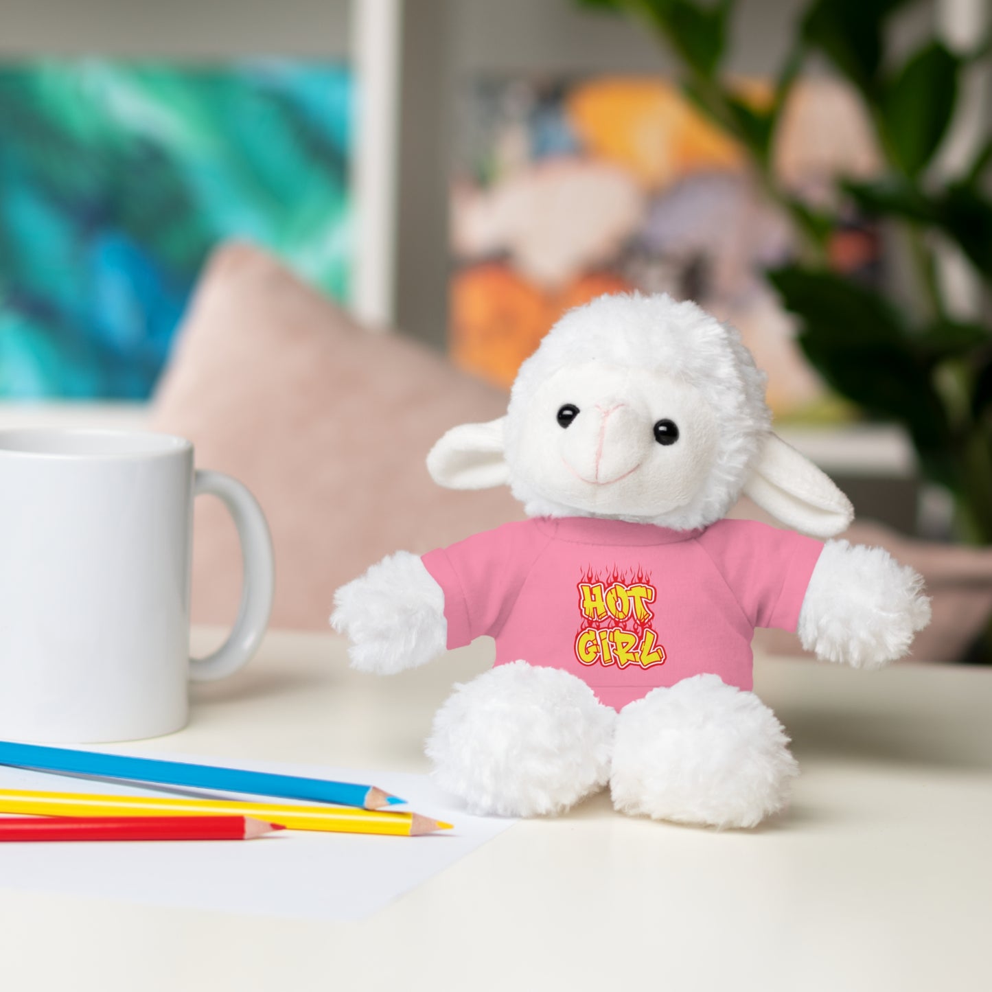 Cute Plush Animal with Hot Girl Tee for Birthdays, Baby Showers, Children, Gifts