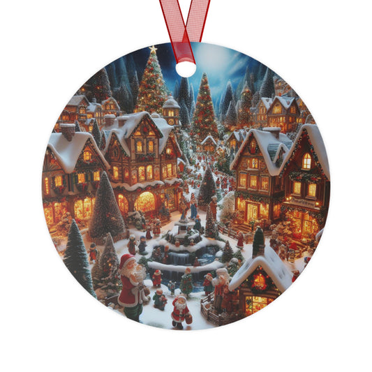 Snow-Covered Village Metal Ornaments, 2-Side Print