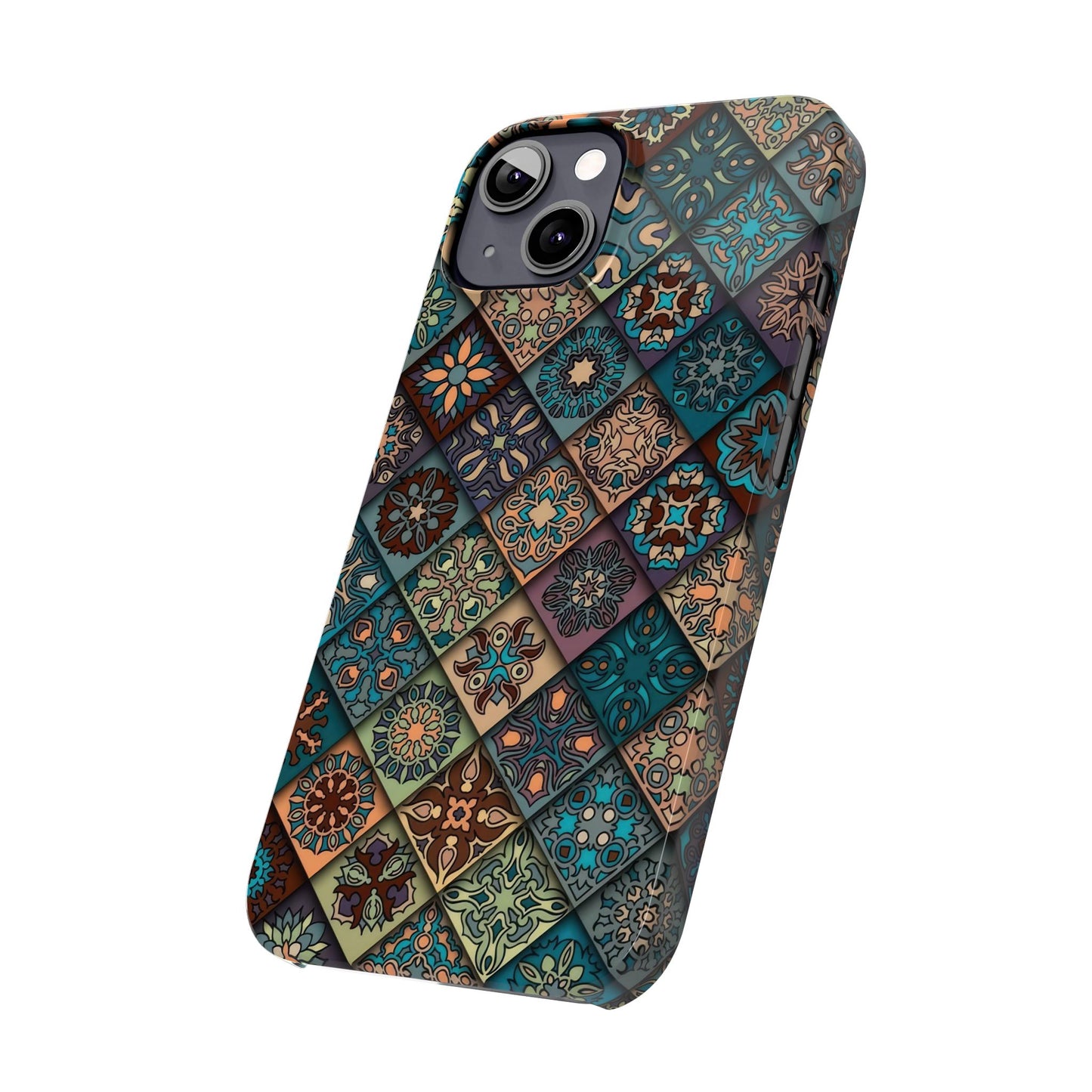 Aztec Geometric Slim Cases, Boho Blue