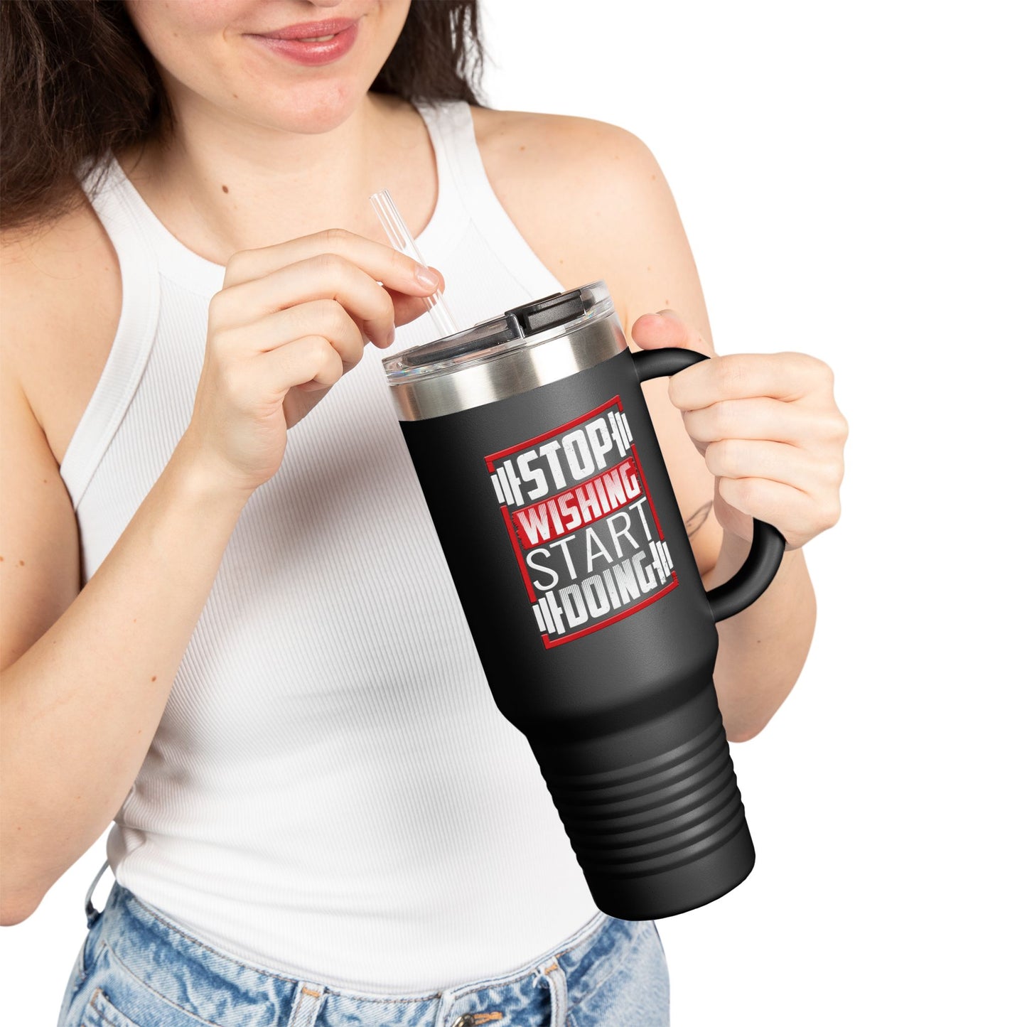 Motivational Insulated Travel Mug, 40oz | Perfect for Fitness Lovers