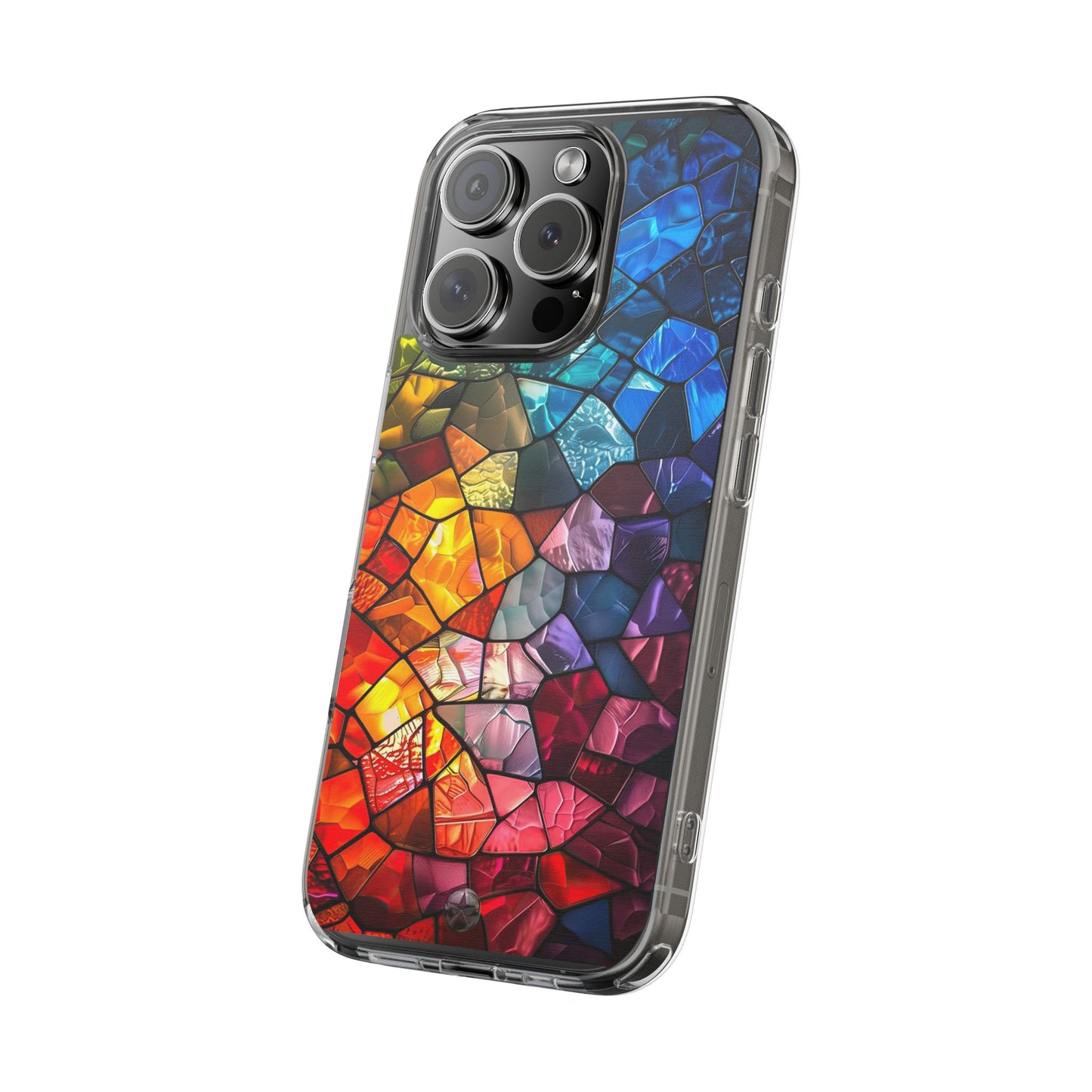 Vibrant Clear Phone Case, Colorful Stained Glass Design