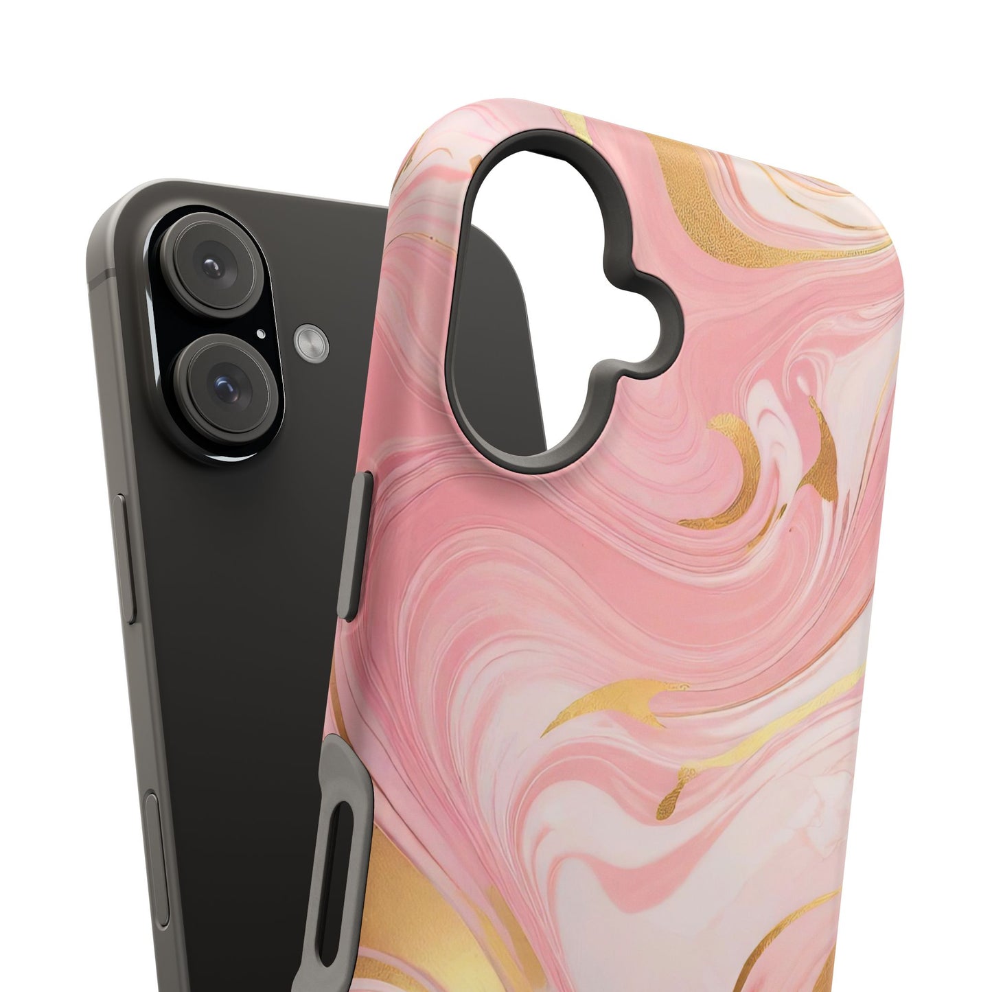 Stylish Magnetic Phone Case, Pink Marble Protective Cover