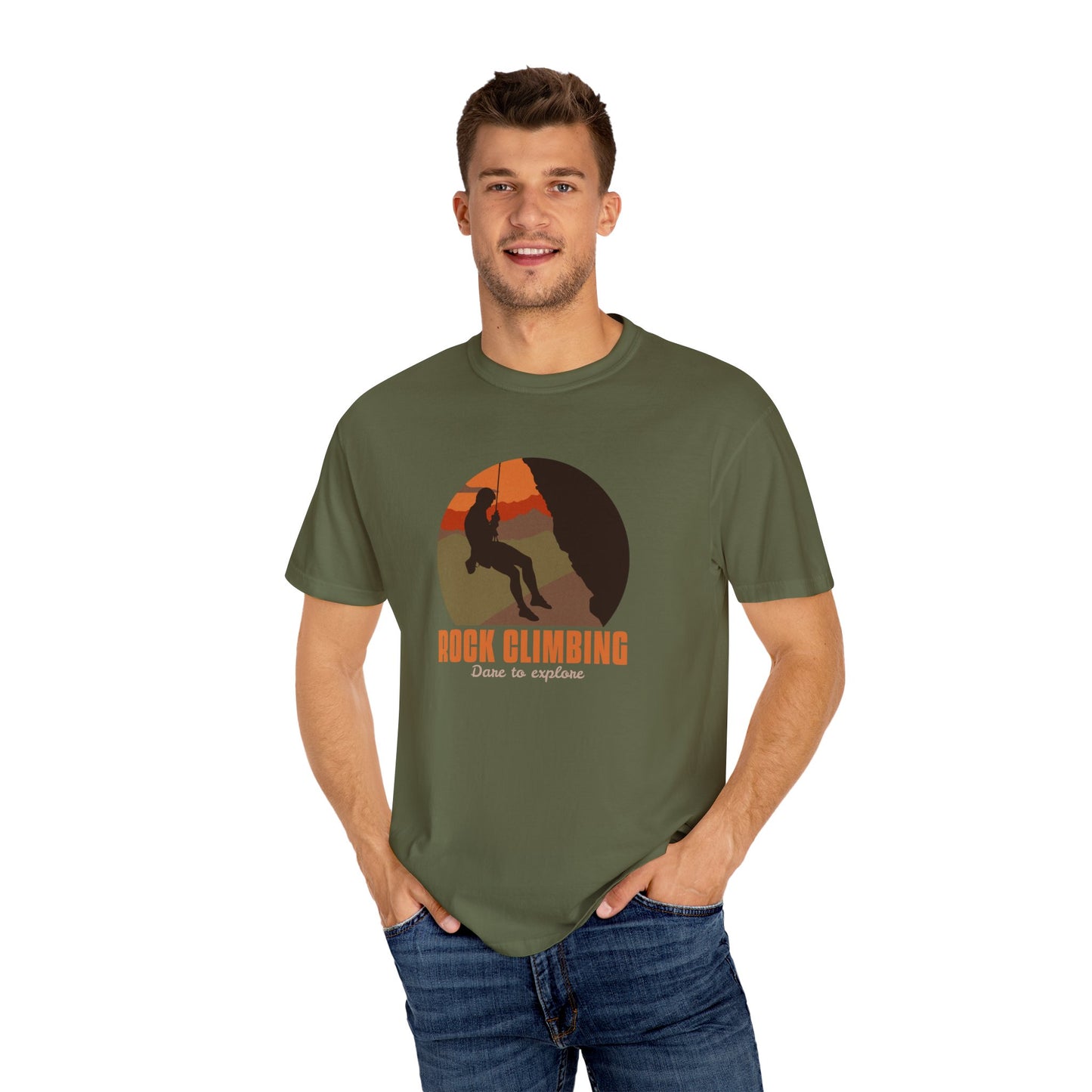 Rock Climbing Dare To Explore Unisex Garment-Dyed T-shirt