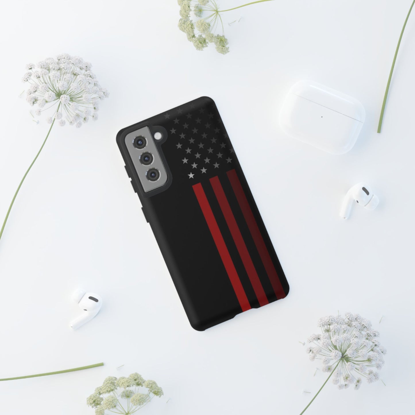 Patriotic Samsung Tough Cases, Red Line American Flag Phone Cover