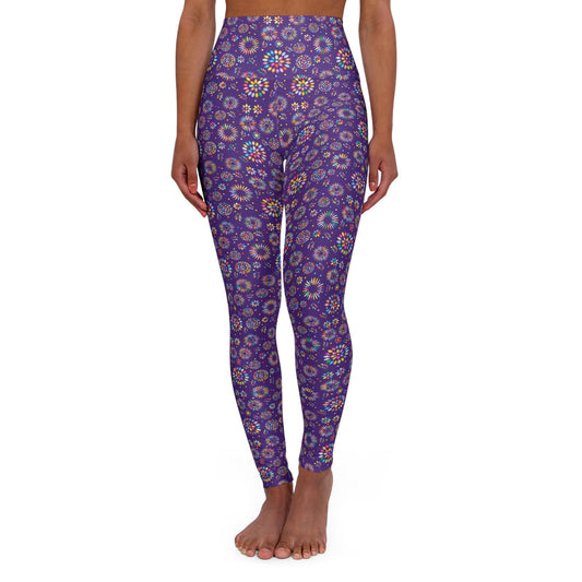 Vibrant Vibes High Waisted Yoga Leggings (AOP) / Purple