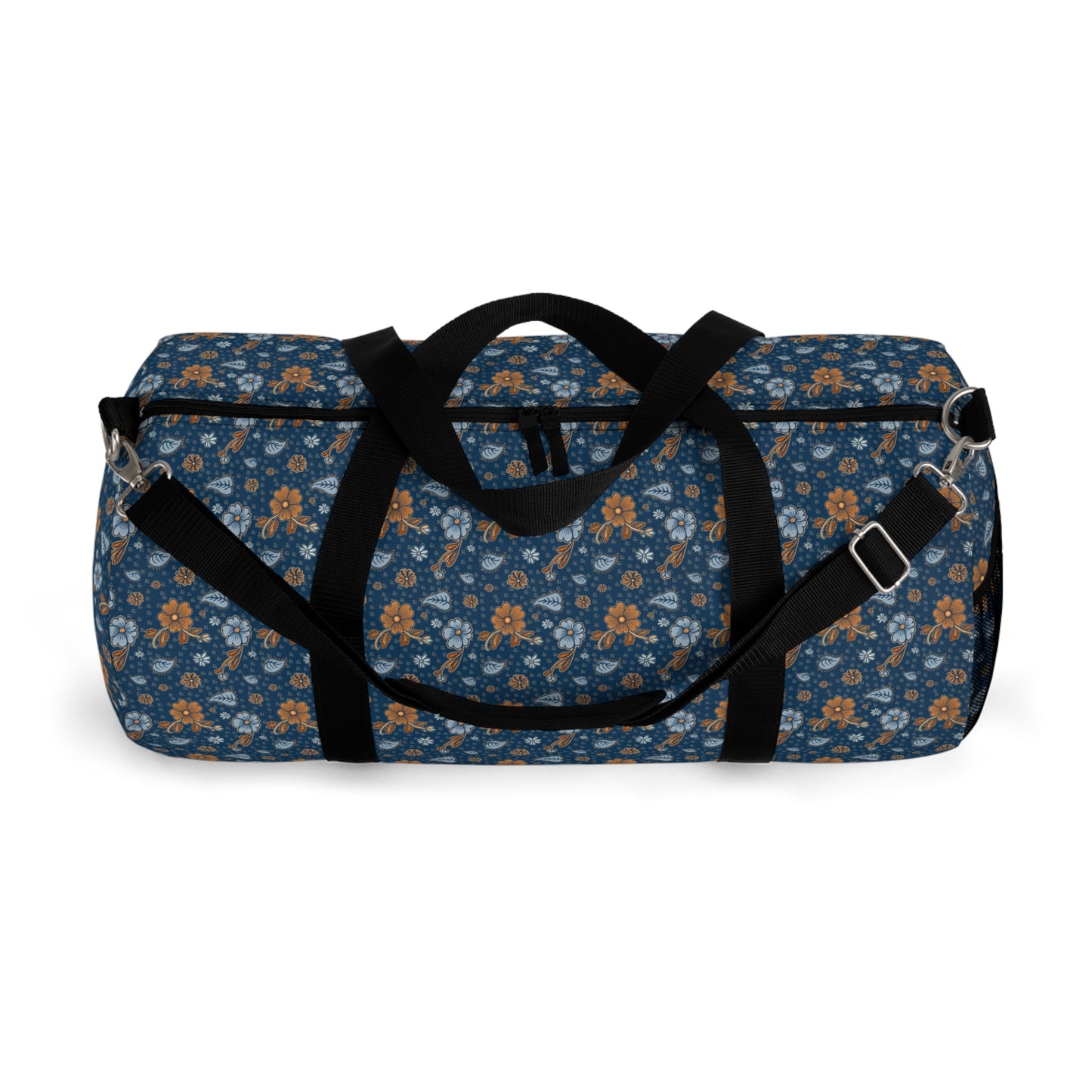 Timeless Elegance: Minimal Floral Duffel Bag / Dark Blue