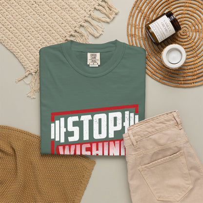 Motivational Workout T-Shirt - 'Stop Wishing Start Doing'