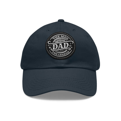 Classic Dad Hat with Leather Patch - 'The Man, The Myth, The Legend'