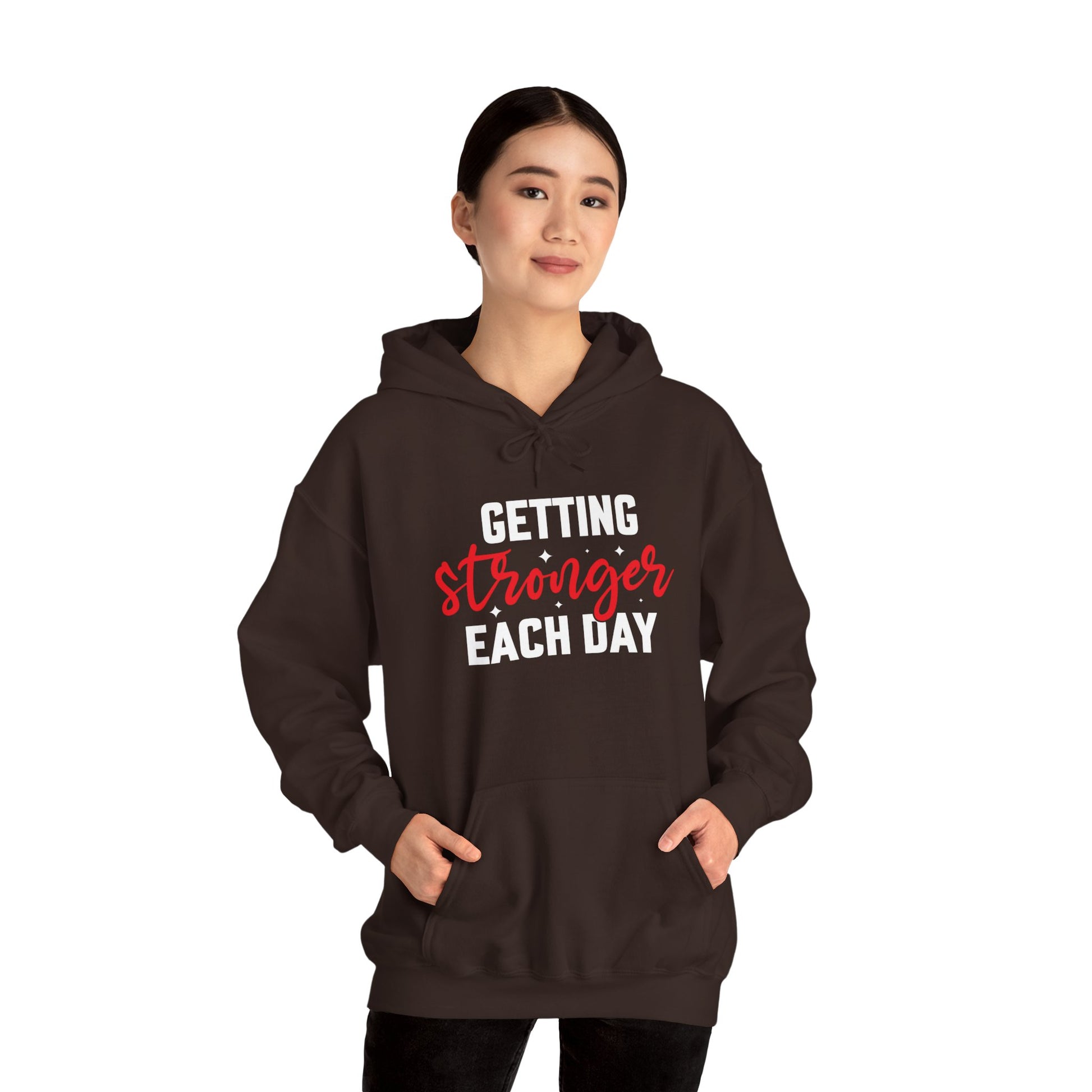 Getting Stronger Each Day Hoodie, Unisex Motivational Sweatshirt