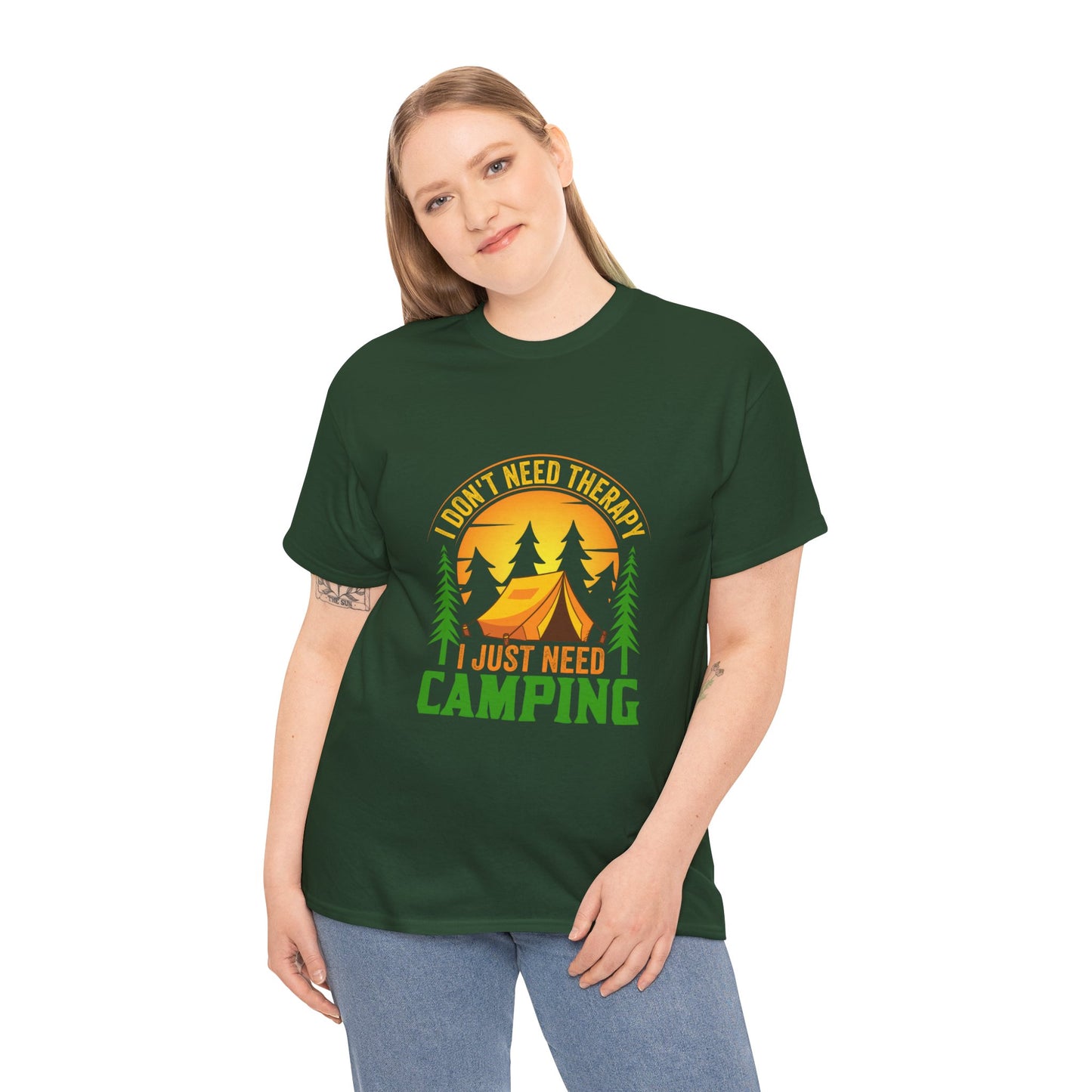 Camping Therapy Unisex Heavy Cotton Tee - Perfect for Outdoor Enthusiasts