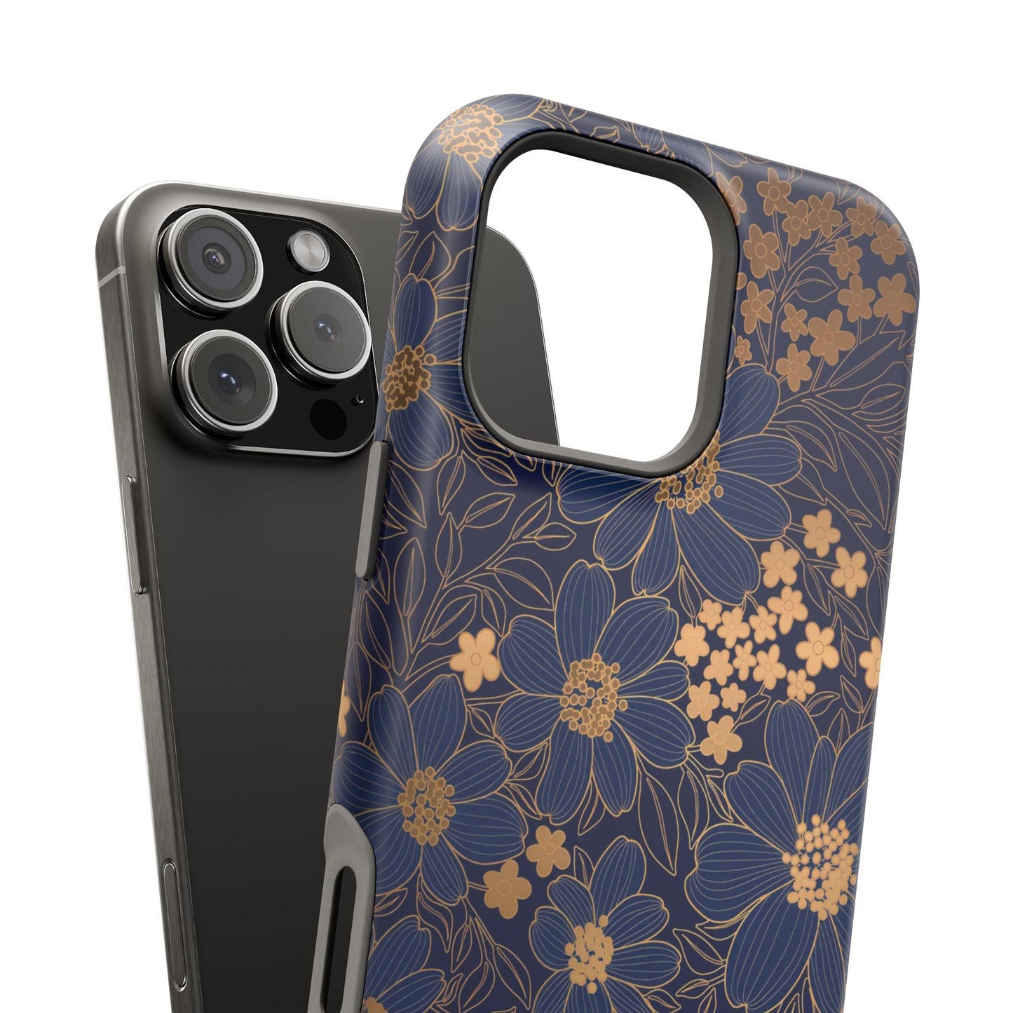 Luxury Serial Magnetic Phone Case, Golden Floral