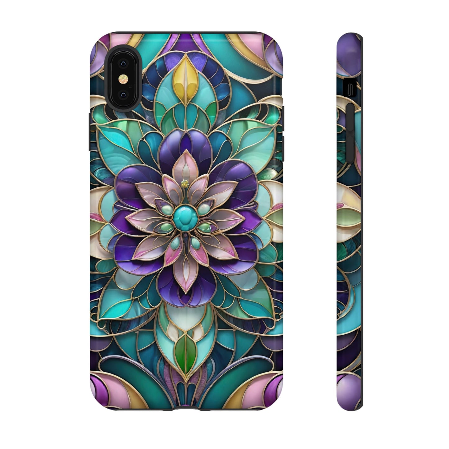Floral Stained Glass Tough Phone Case -Stylish Protection for Your Device