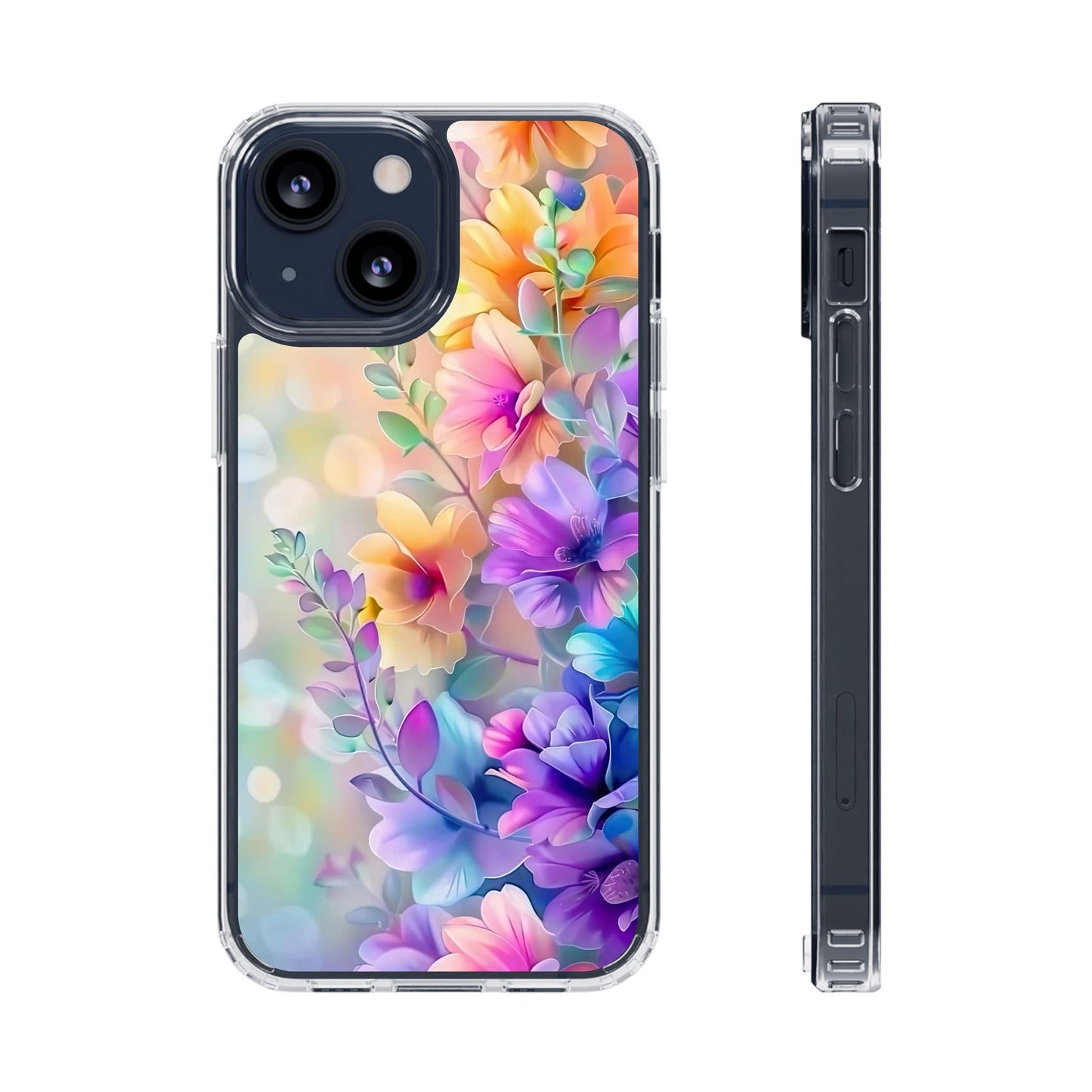Floral Clear Phone Case -  Colorful Spring Design