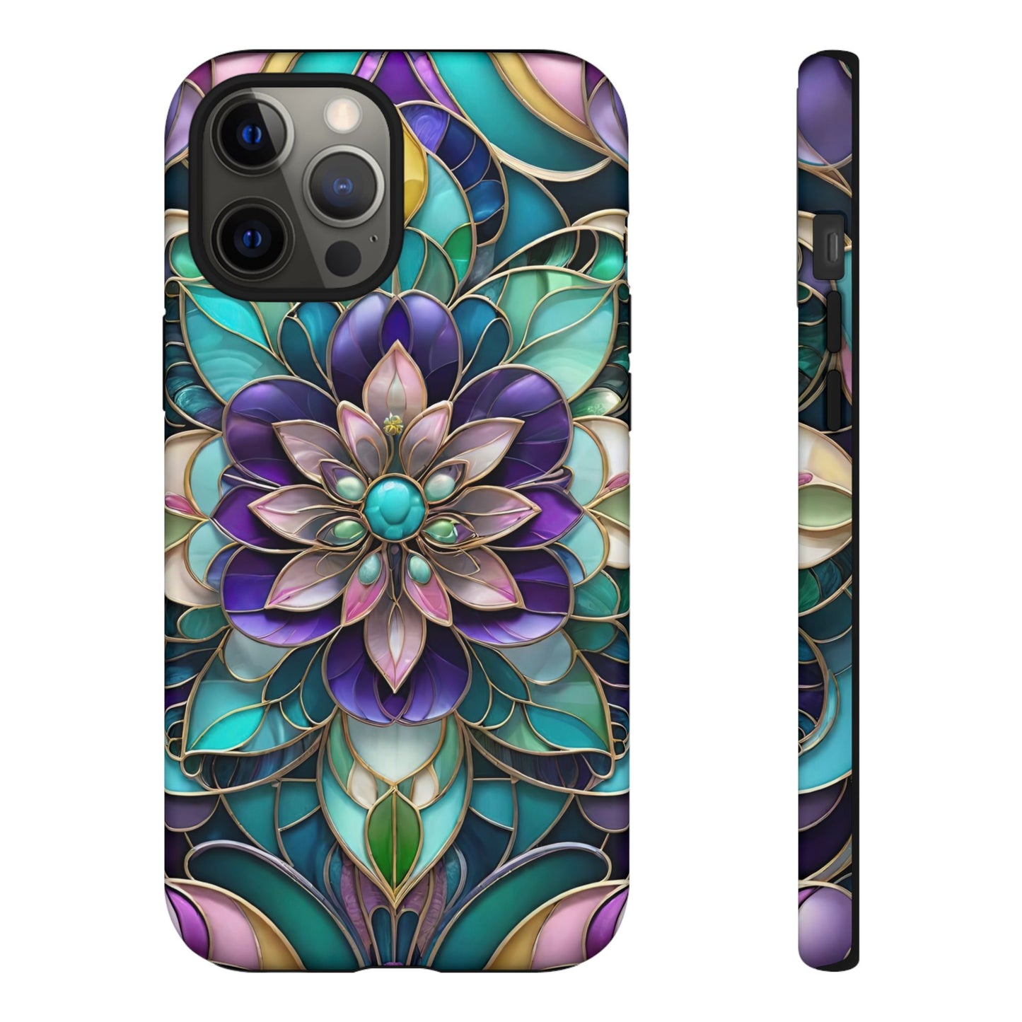 Floral Stained Glass Tough Phone Case -Stylish Protection for Your Device