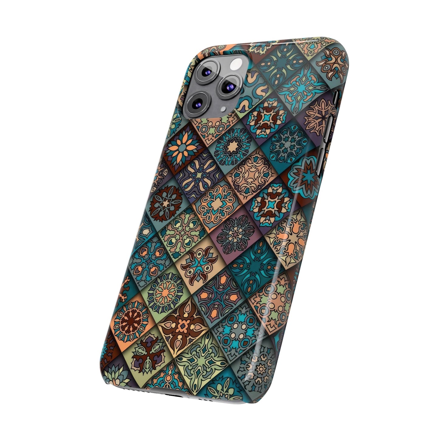 Aztec Geometric Slim Cases, Boho Blue
