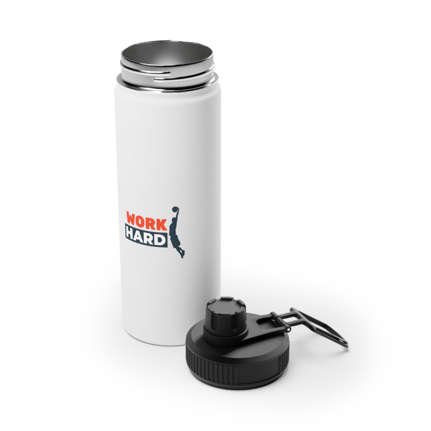 Work Hard Stainless Steel Water Bottle, Sports Lid