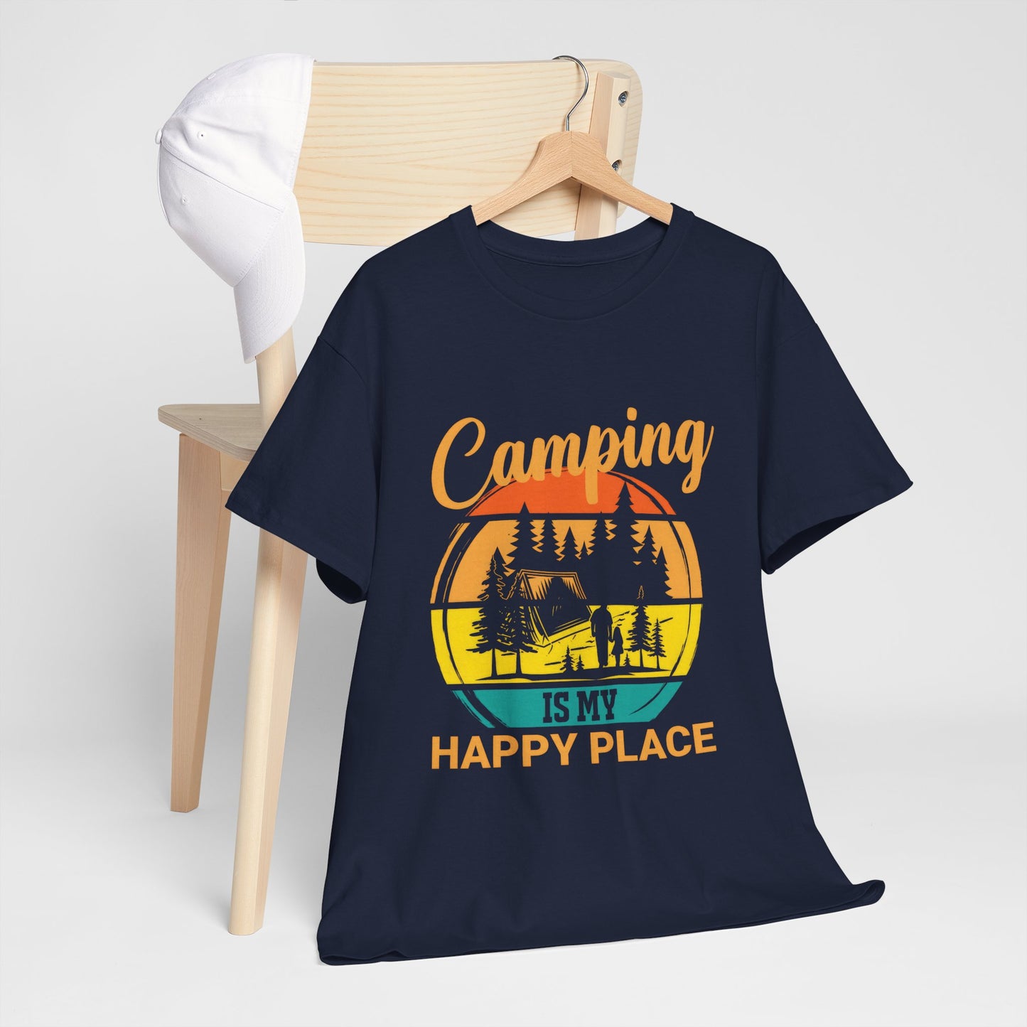 Camping Is My Happy Place Unisex Heavy Cotton Tee