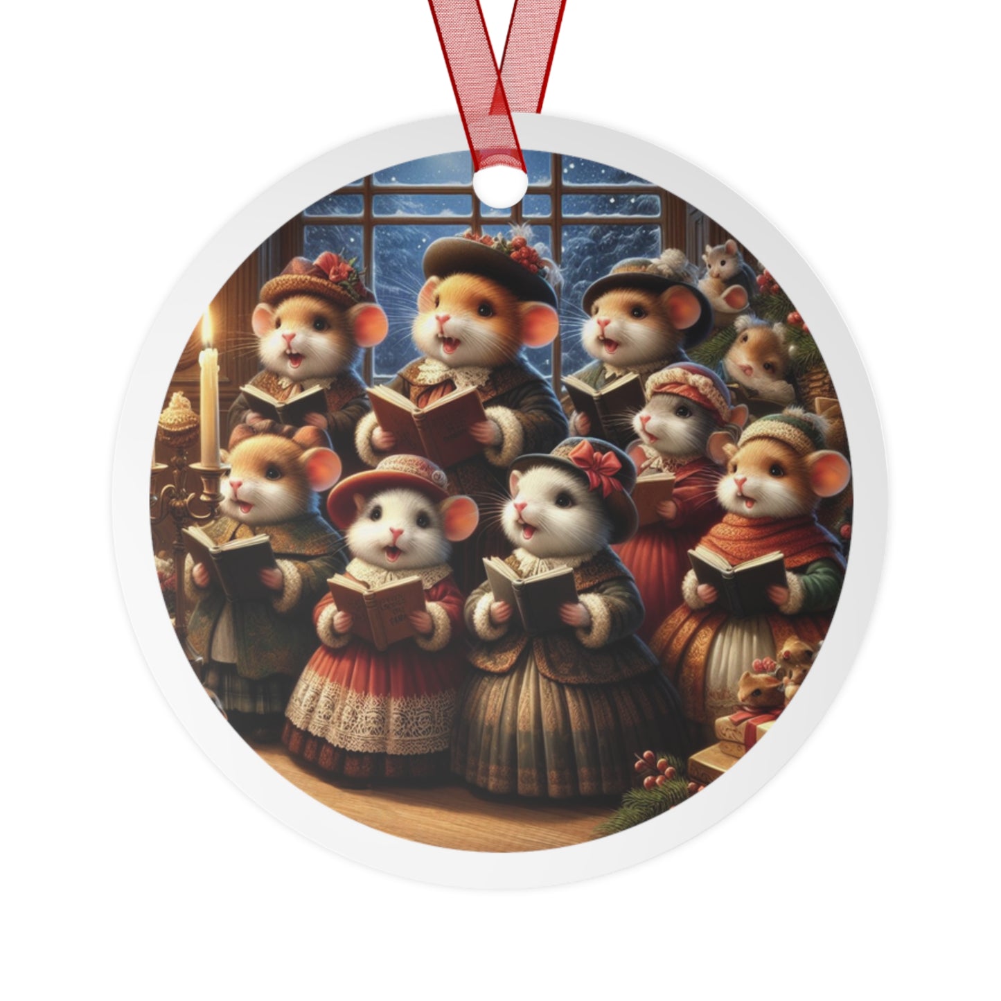 Gingerbread Mouse Carols Metal Ornaments, 2-Side Print