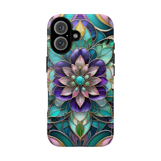 Floral Stained Glass Tough Phone Case -Stylish Protection for Your Device