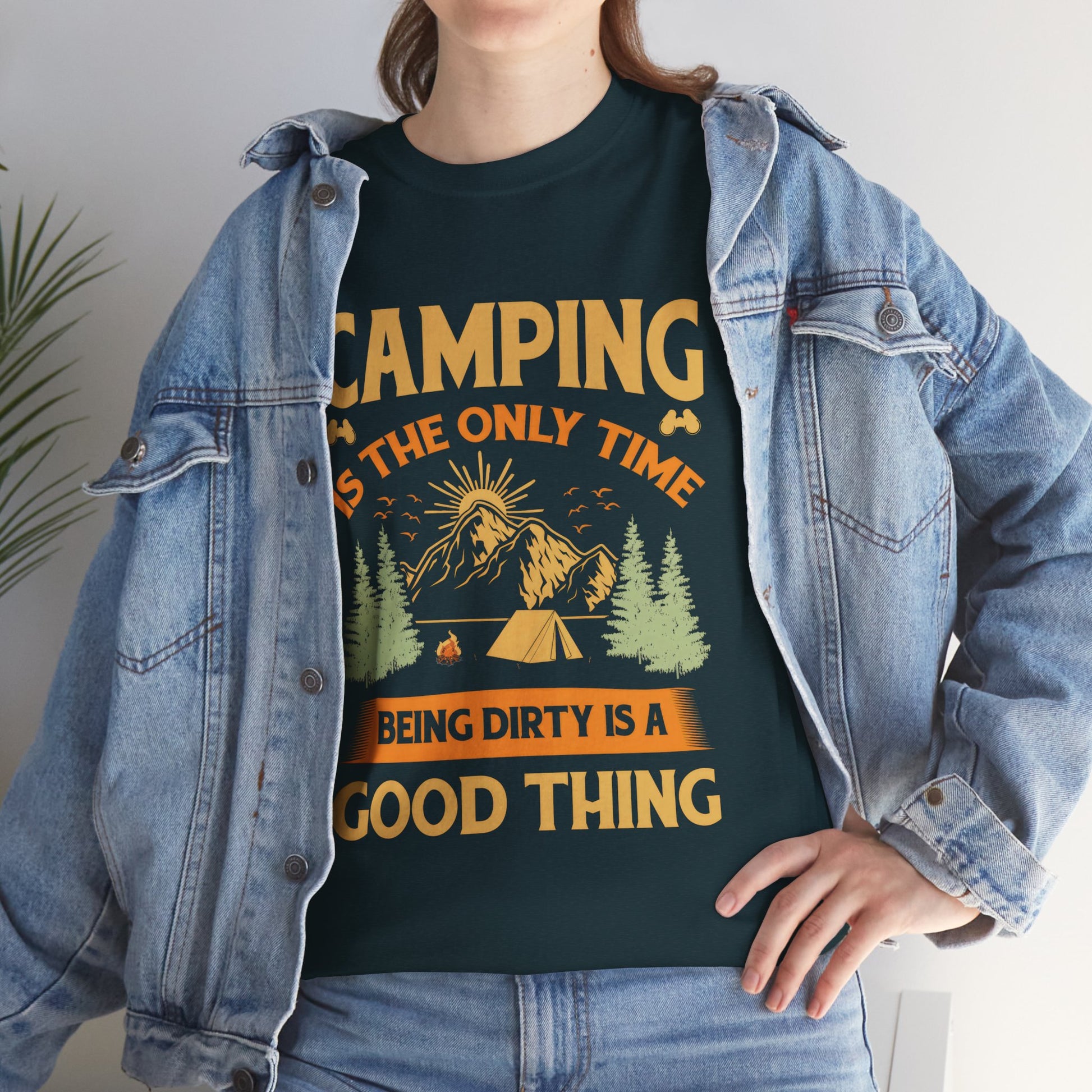 Camping Vibes Unisex Heavy Cotton Tee - "Being Dirty is a Good Thing"
