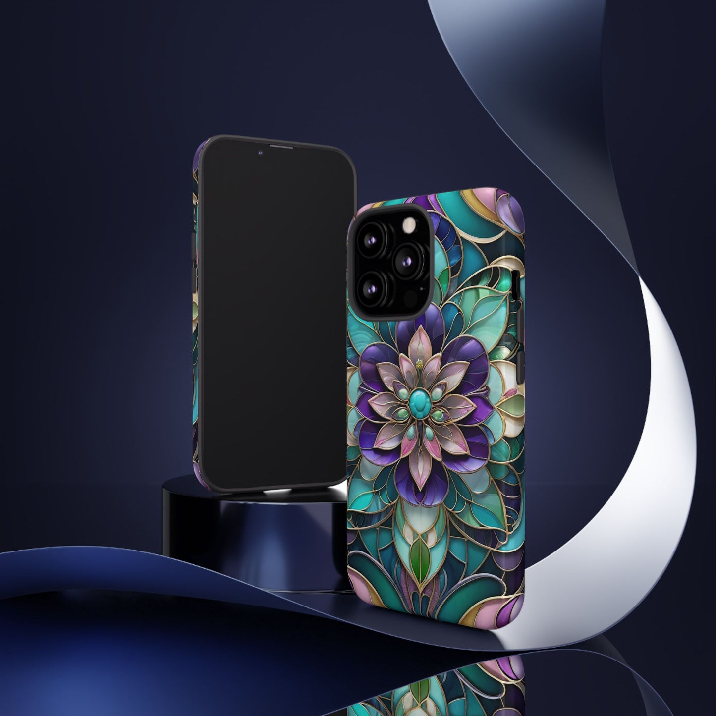 Floral Stained Glass Tough Phone Case -Stylish Protection for Your Device