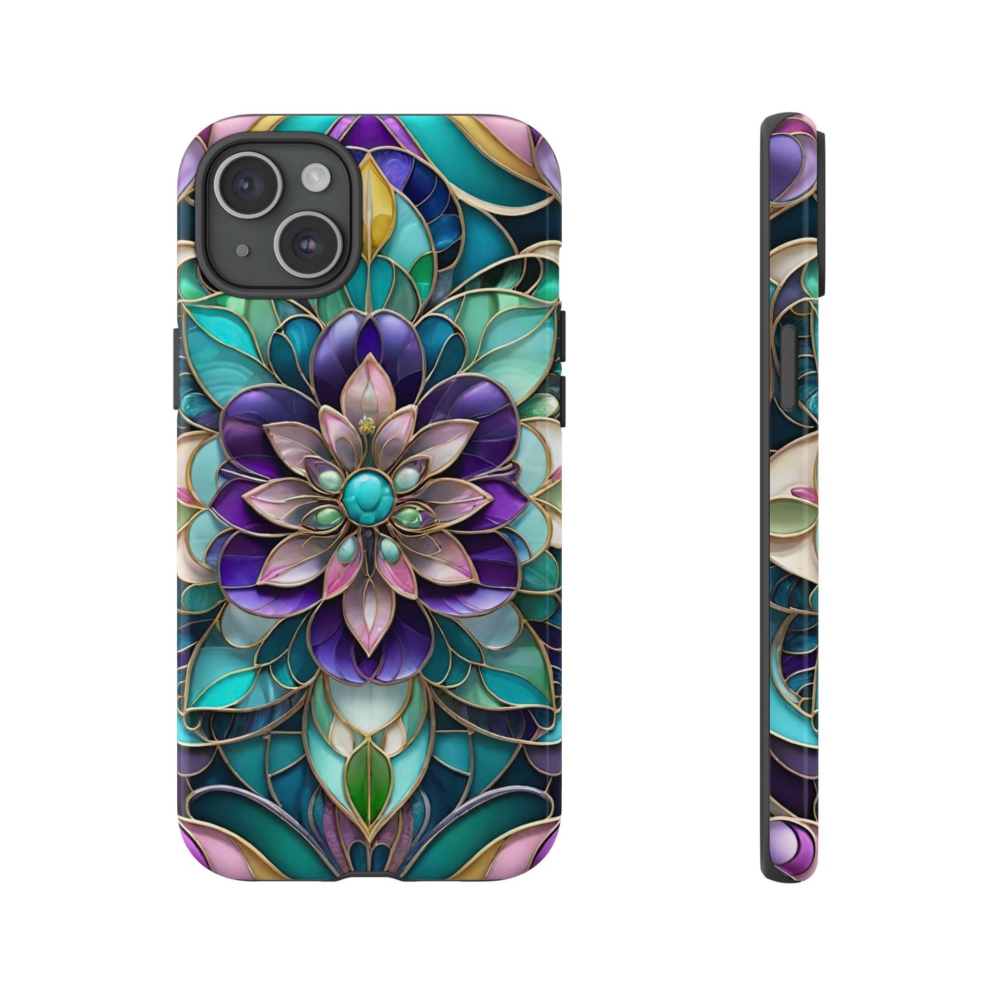 Floral Stained Glass Tough Phone Case -Stylish Protection for Your Device