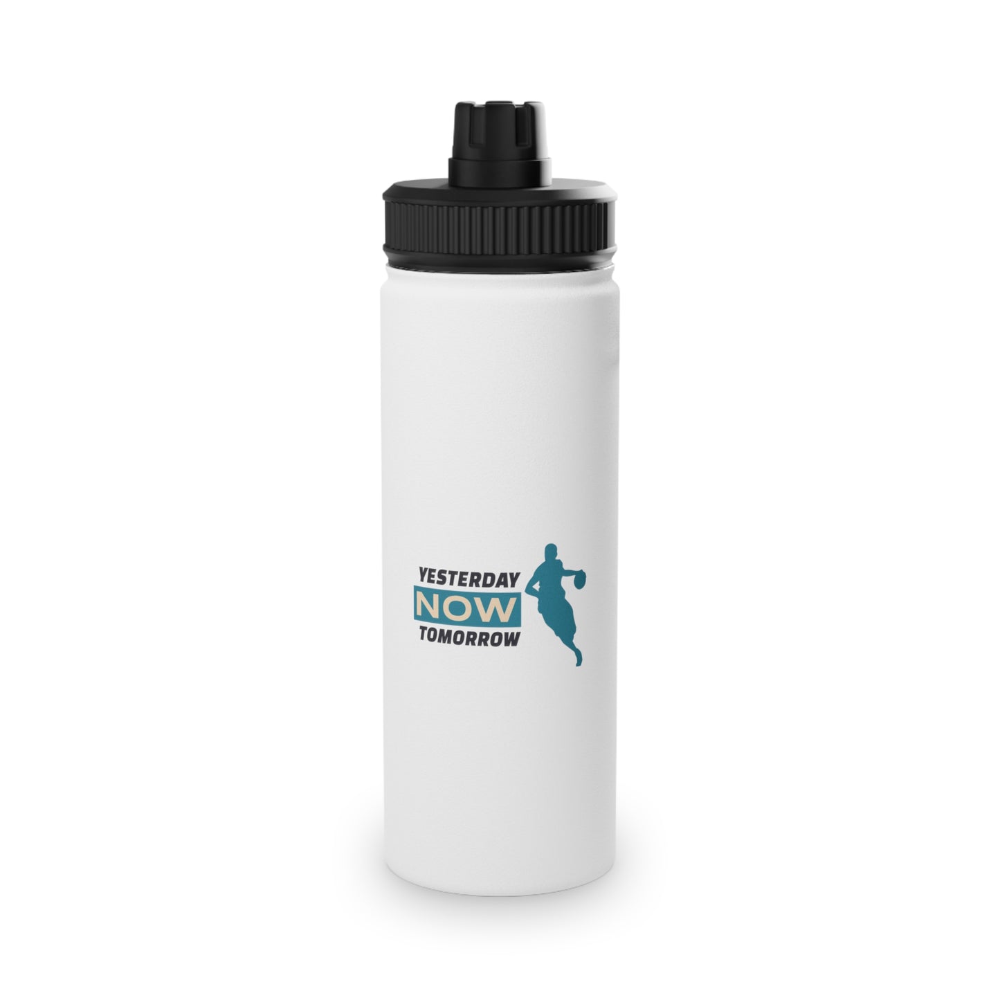 Yesterday Now Tomorrow Stainless Steel Water Bottle, Sports Lid