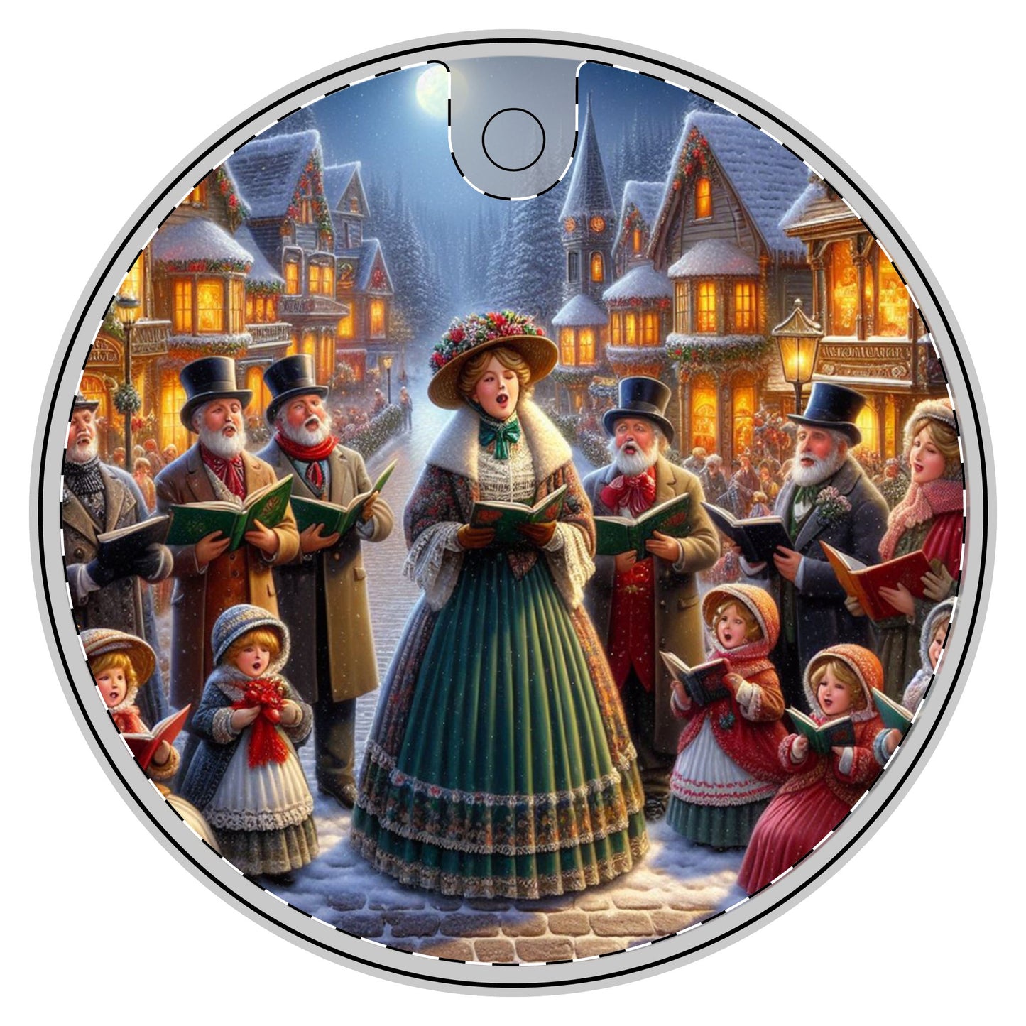 Christmas Carolers Ceramic Decoration Ornament, (1pc)  one side print