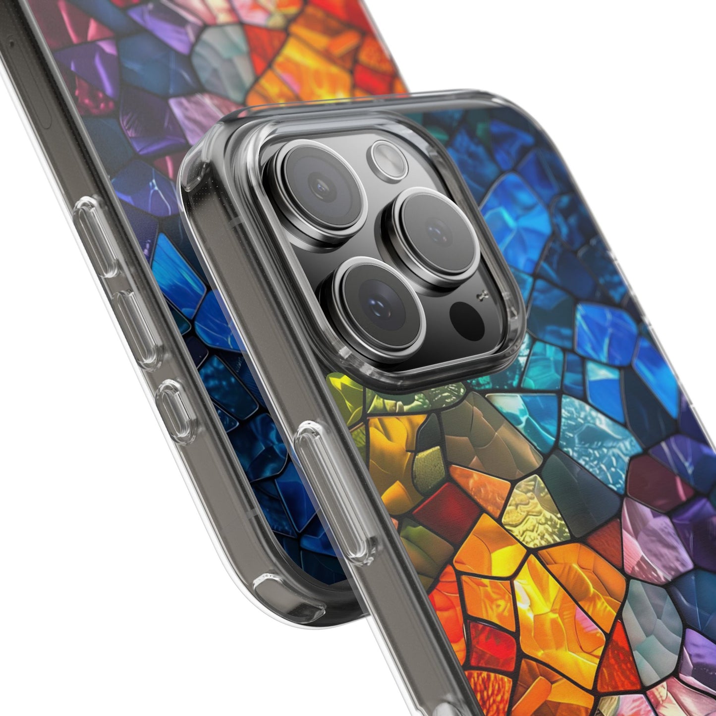 Vibrant Clear Phone Case, Colorful Stained Glass Design