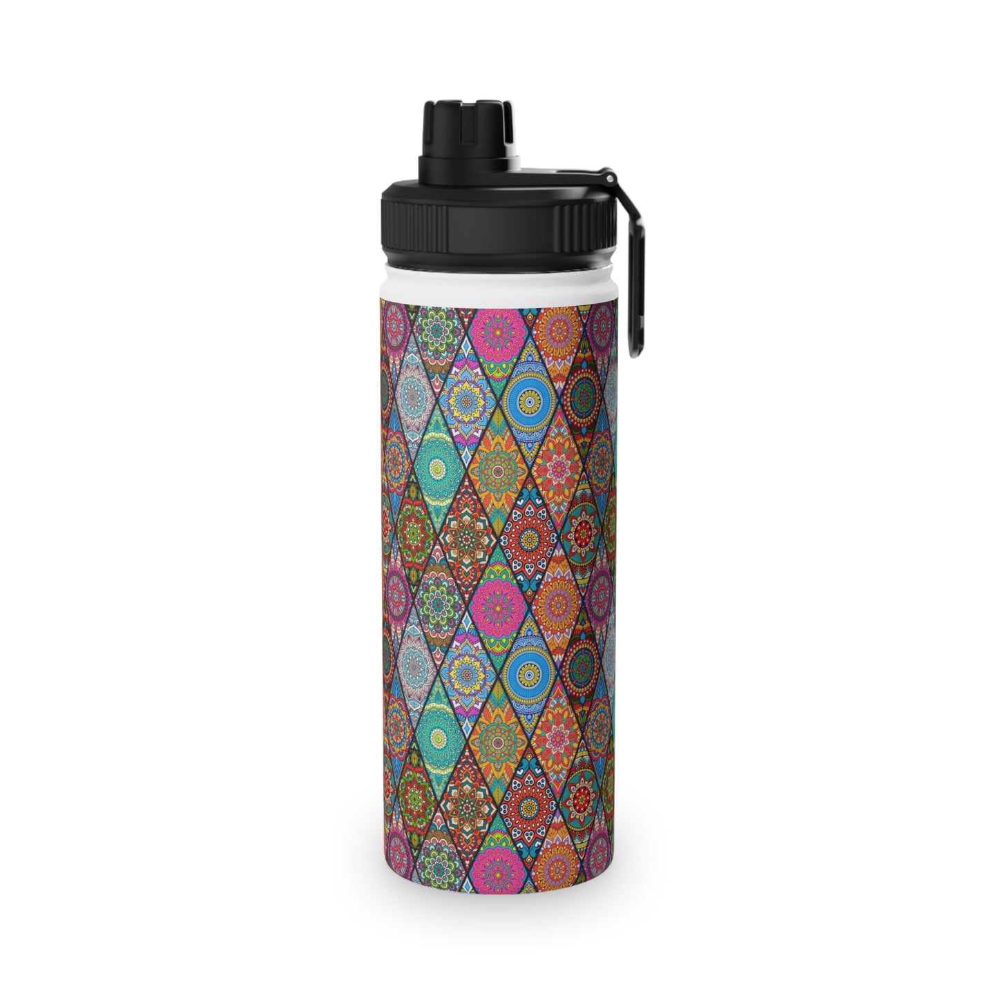 Mandala Argyle Stainless Steel Water Bottle, Sports Lid