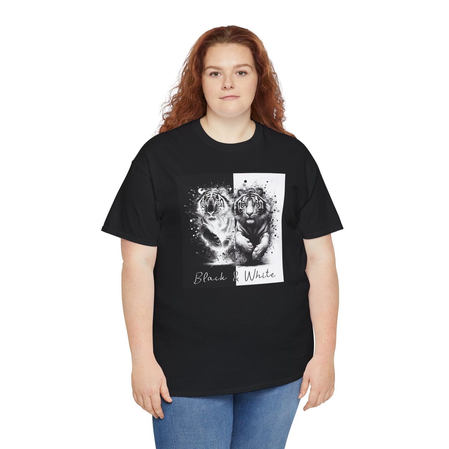 Black & White Tigers Unisex Heavy Cotton Tee