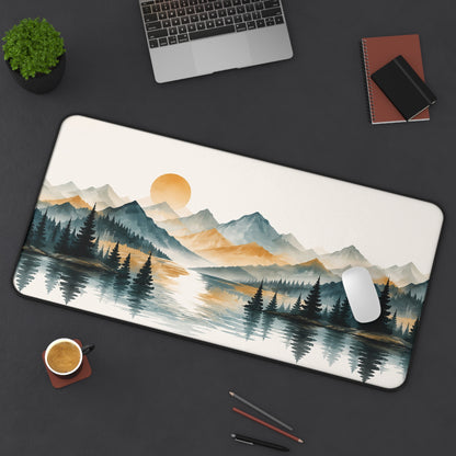 Mountain Sunrise Desk Mat — Scenic Lake Landscape Mouse Pad