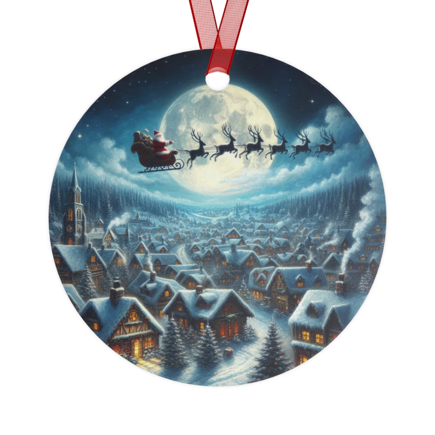 Santa Claus Is Back In Town Metal Ornaments, 2-Side Print