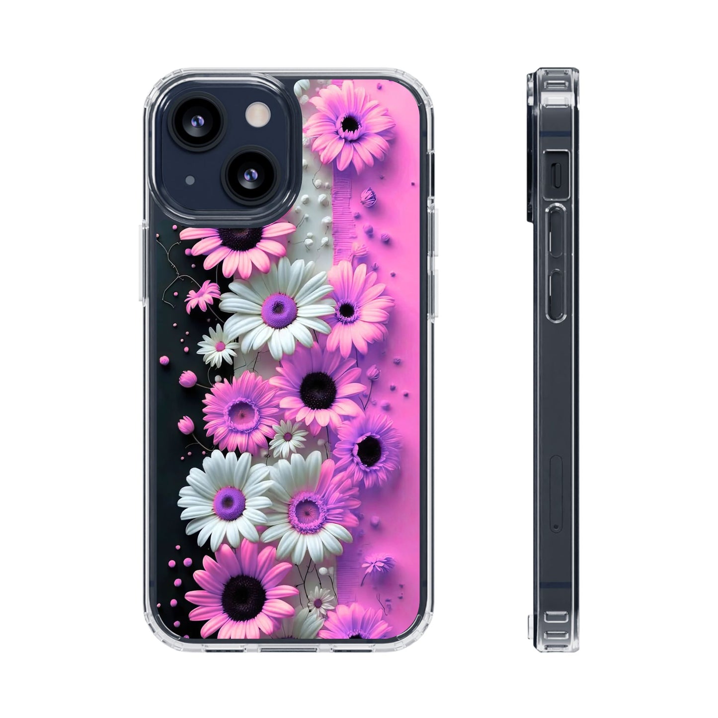 Floral Clear Phone Case – Pink Flower Design