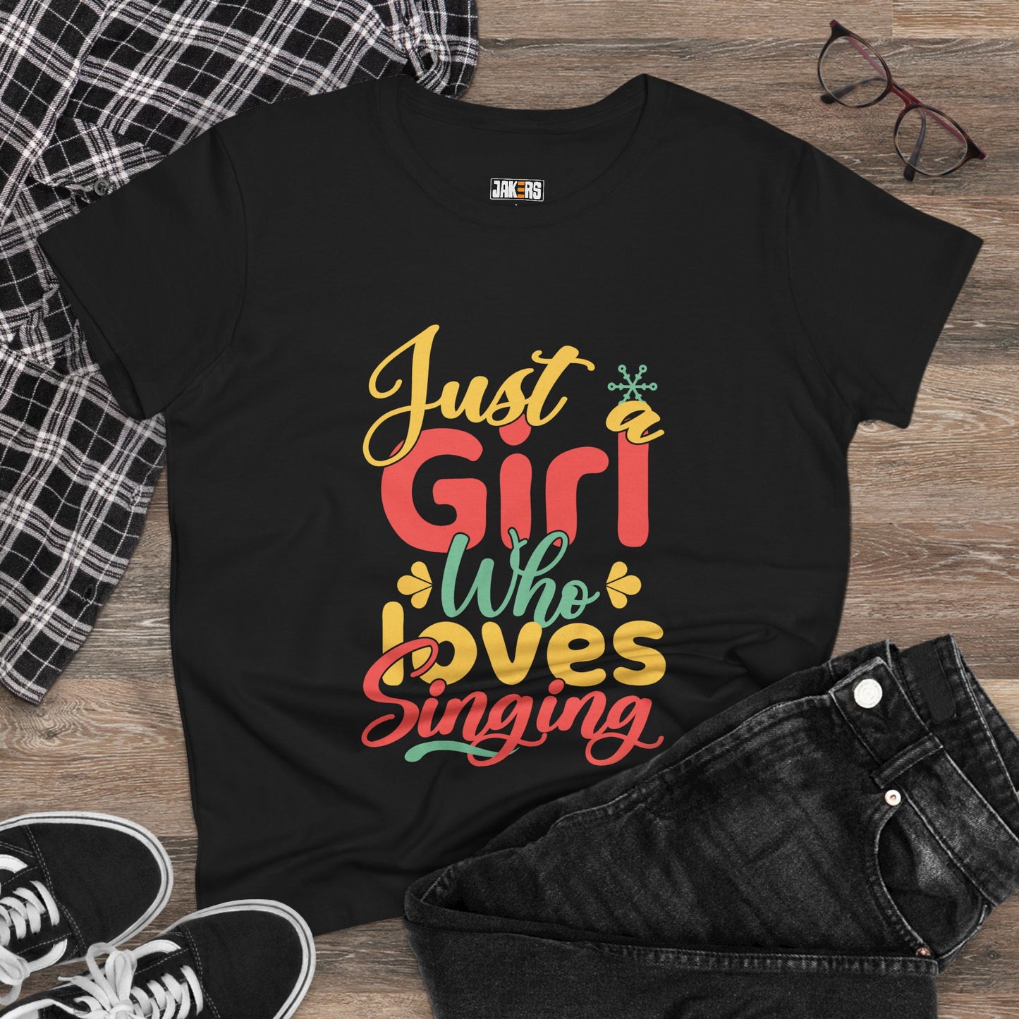 Just a Girl Who Loves Singing Tee - Women's Midweight Cotton T-Shirt