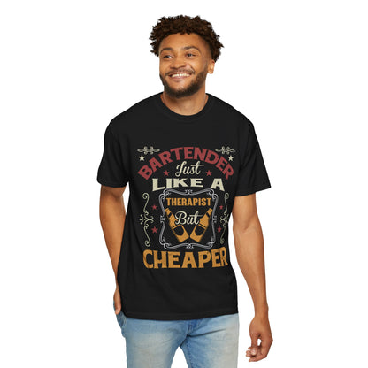 Bartender T-Shirt - Just Like a Therapist, Funny Unisex Tee