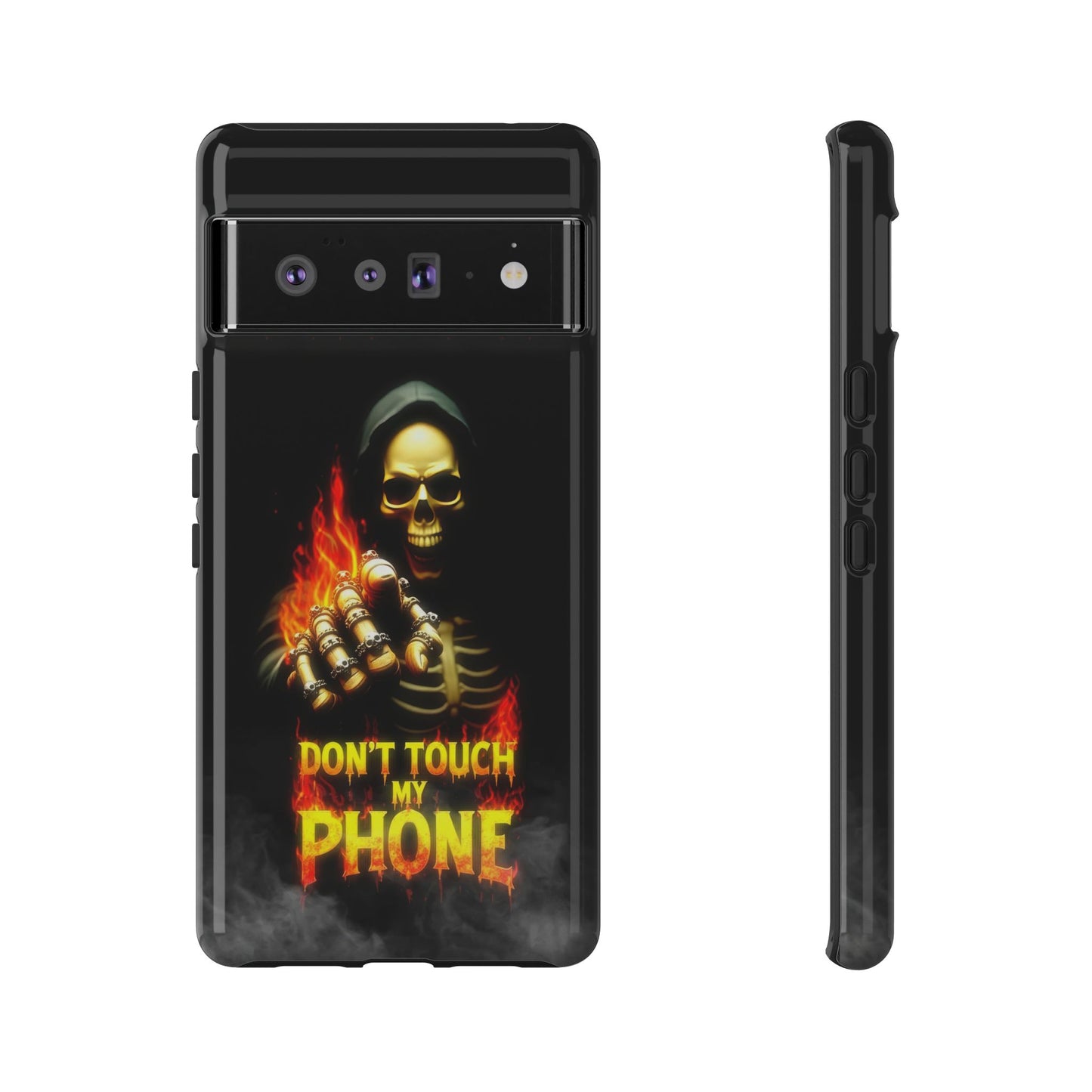 Skull Design Google Pixel Phone Case, Don't Touch My Phone Mobile Cover