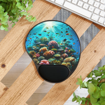 Coral Reef Mouse Pad with Wrist Rest - Vibrant Ocean Design for Comfort