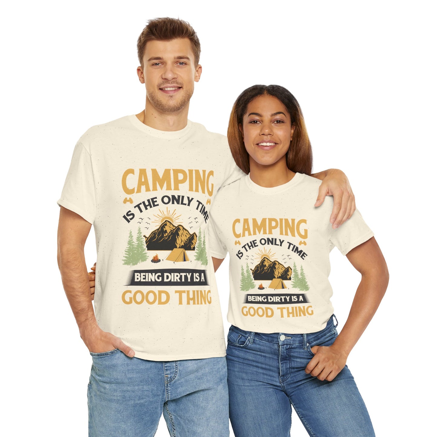 Camping Vibes Unisex Heavy Cotton Tee - "Being Dirty is a Good Thing"