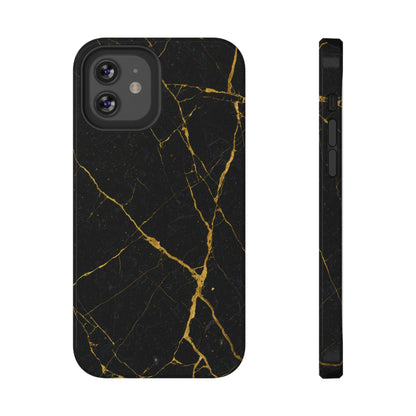 Black Marble with Gold Veins Impact-Resistant iPhone