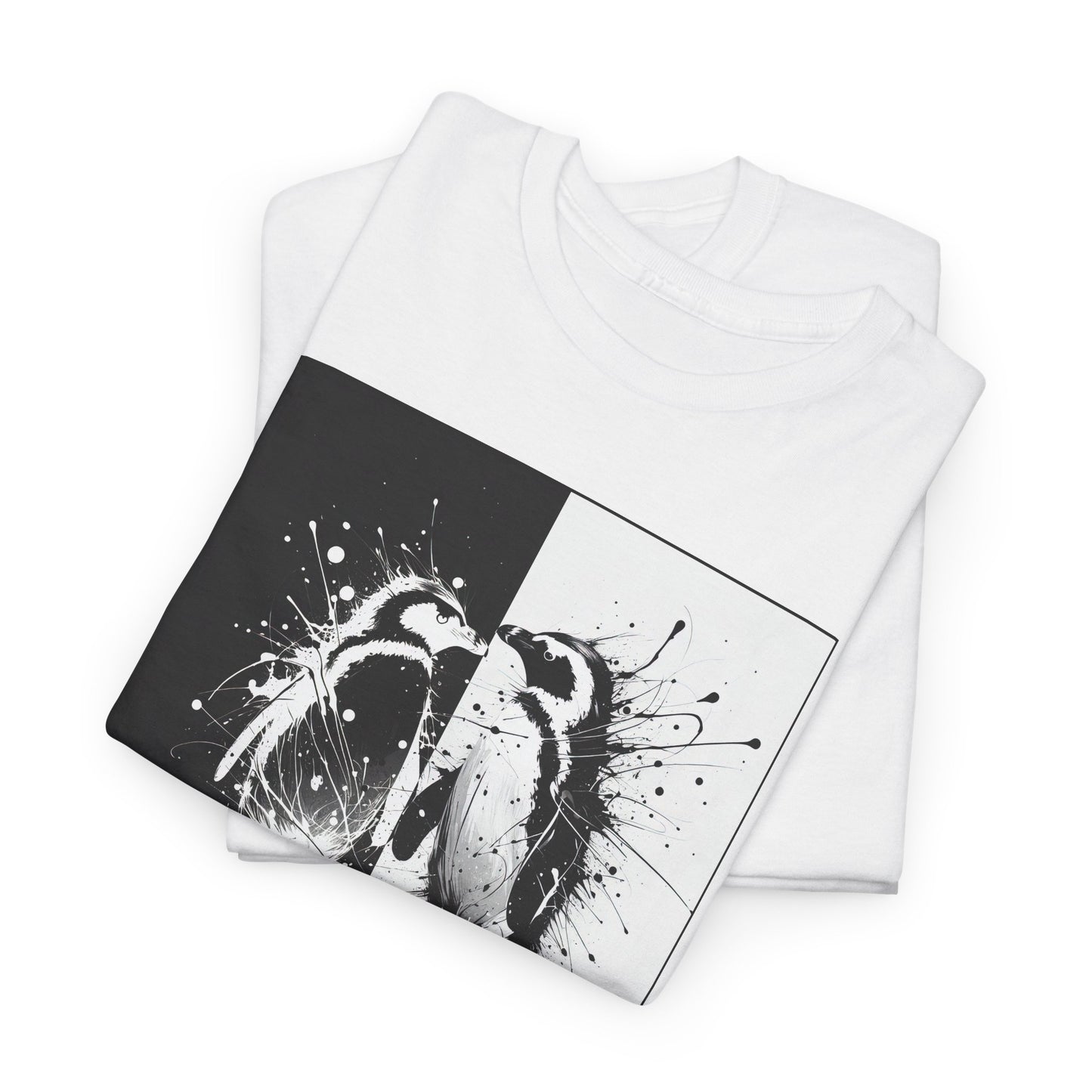 Black & White Penguins Unisex Heavy Cotton Tee