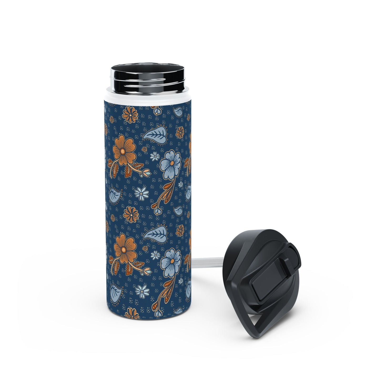 Timeless Elegance Stainless Steel Water Bottle, Standard Lid / Dark Blue