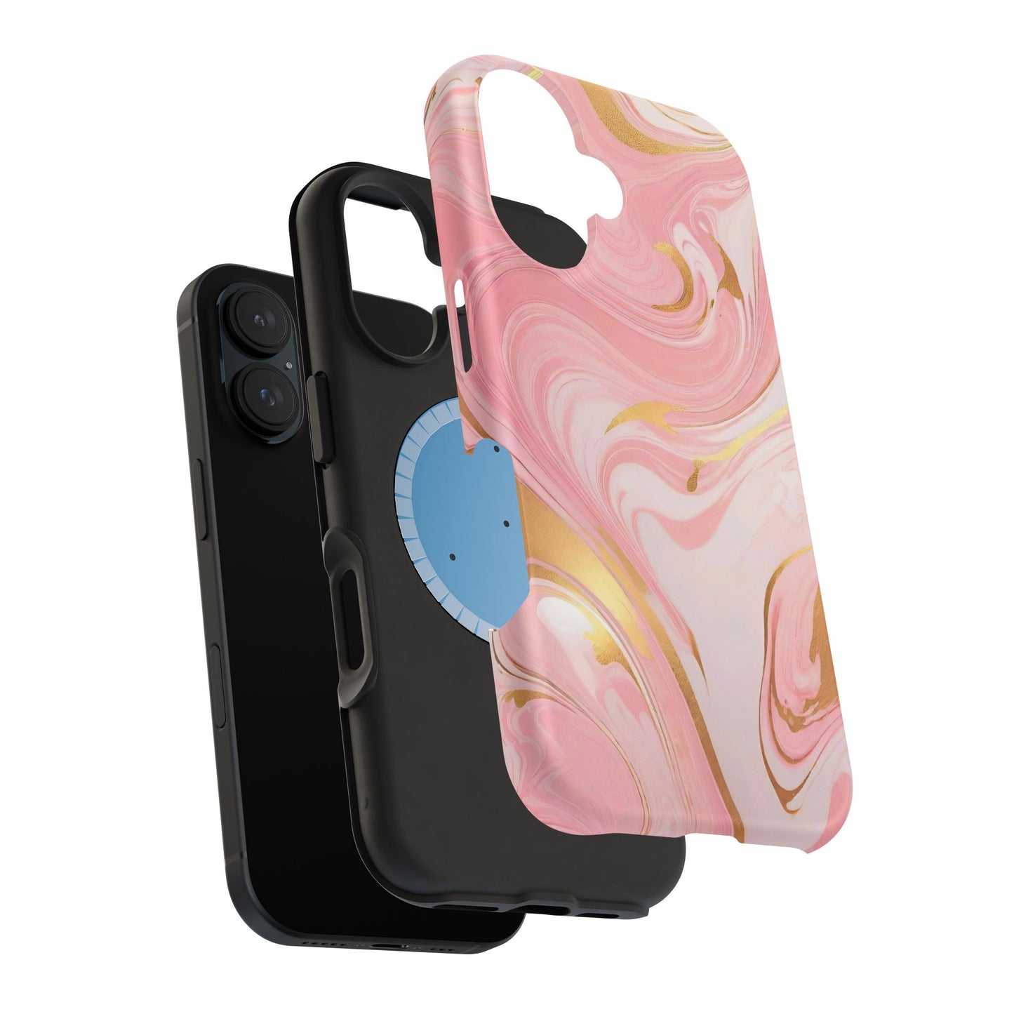 Stylish Magnetic Phone Case, Pink Marble Protective Cover