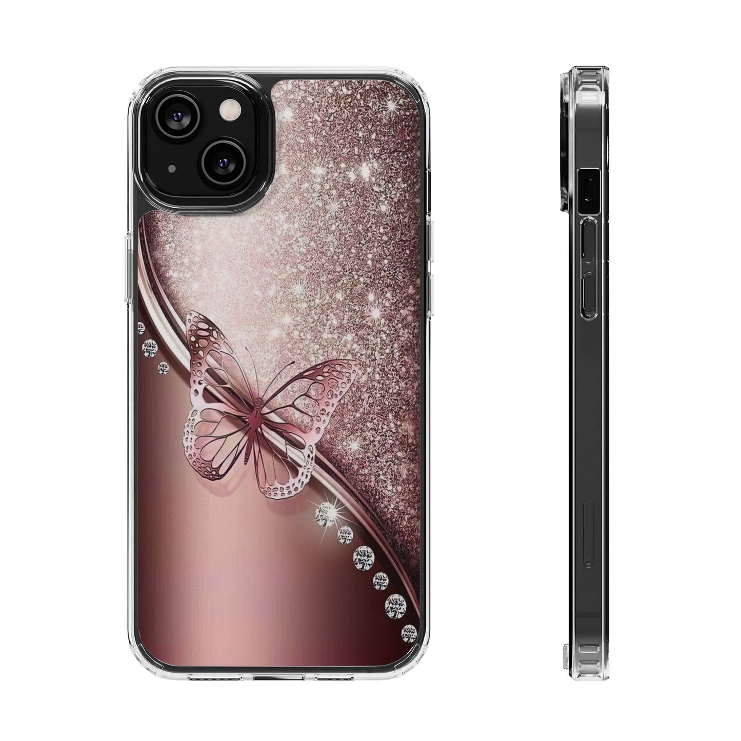 Elegant Butterfly Clear Case, Stylish Transparent Protective Cover for Women