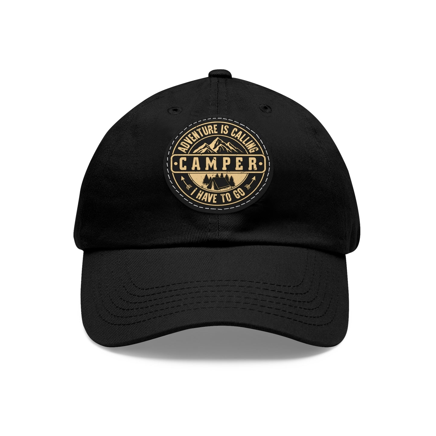 Adventure Camper Dad Hat - Leather Patch Cap for Outdoor Lovers
