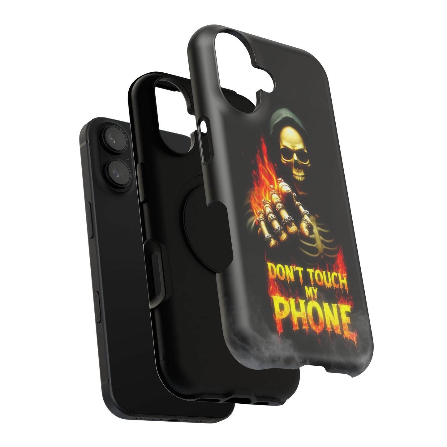 Skull Design Impact-Resistant iPhone Case, Don't Touch My Phone