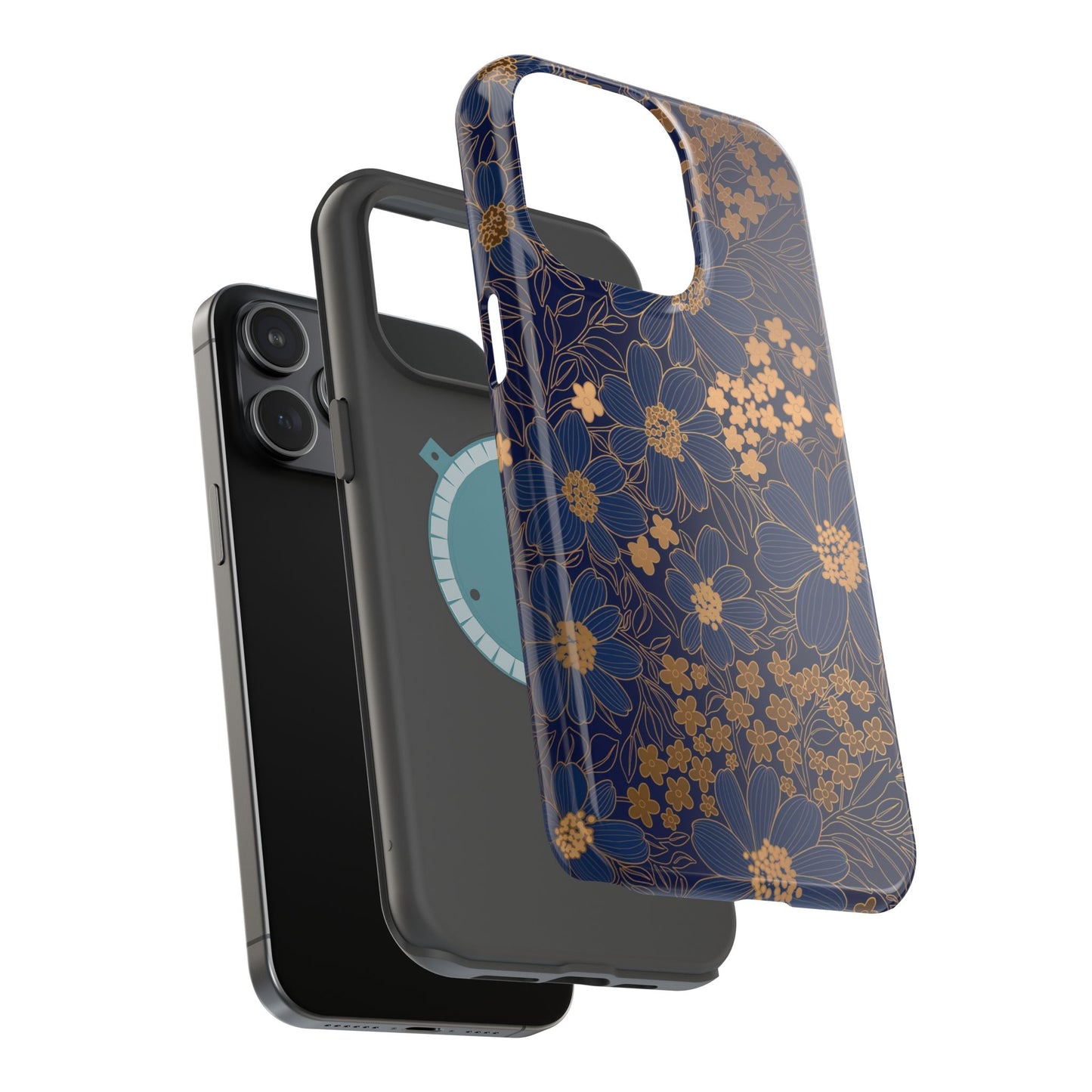 Luxury Serial Magnetic Phone Case, Golden Floral