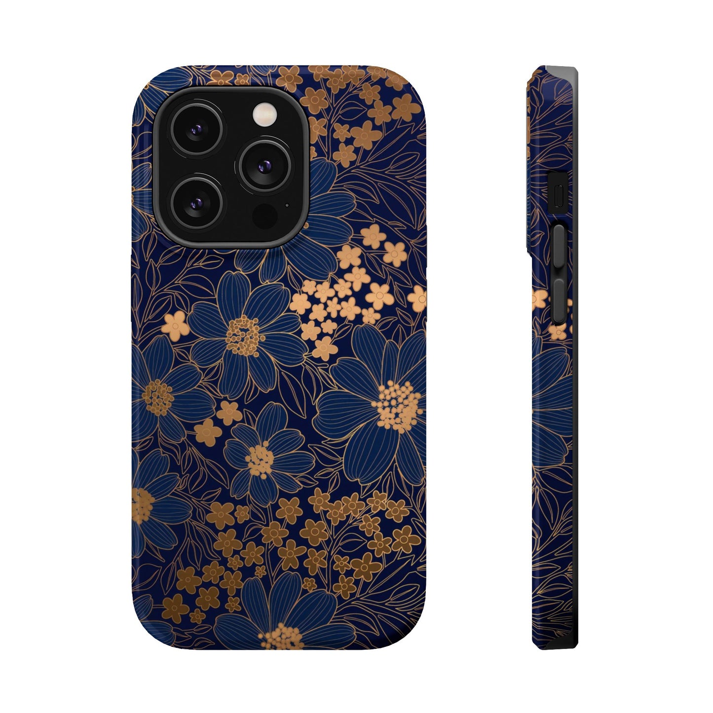 Luxury Serial Magnetic Phone Case, Golden Floral